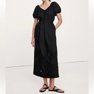 Banana Republic EMBROIDERED COTTON POPLIN RUCHED DRESS